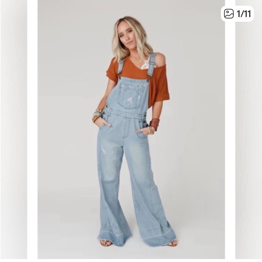 Chic Denim Flare Overalls - Picture 2 of 12